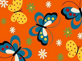 Детский ковер с бабочками Яркие бабочки Кристэл 0772 orange