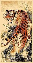 Шерстяной пейзажный ковер с тигром Chinggis Тигр 4S009-012В