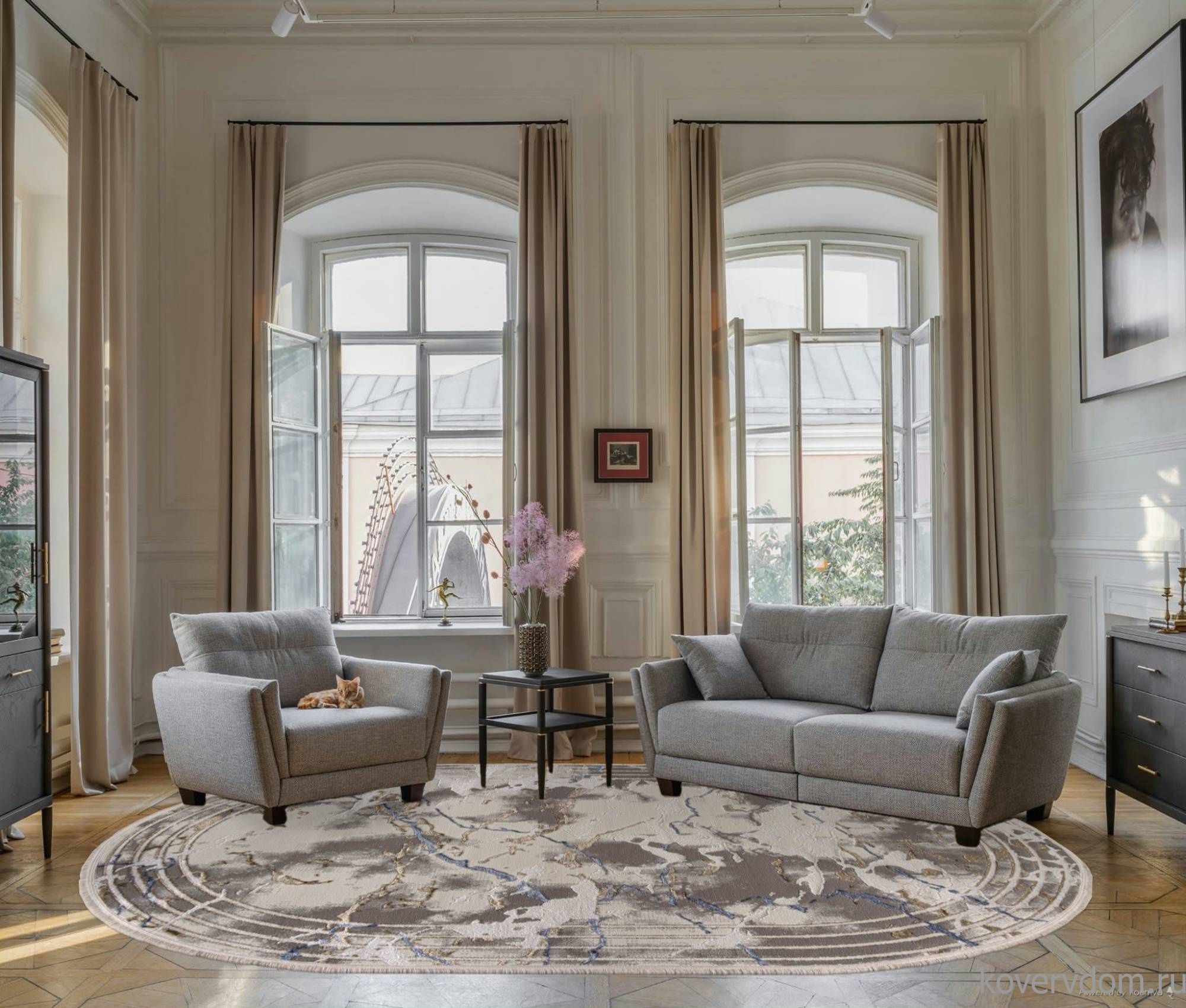 Ковер ESSA 27243A GRY / BLUE Овал